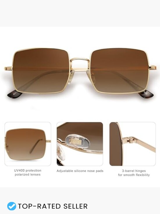 Rectangle Polygon Retro Vintage Shades Classic Square Sunglasses main image 6